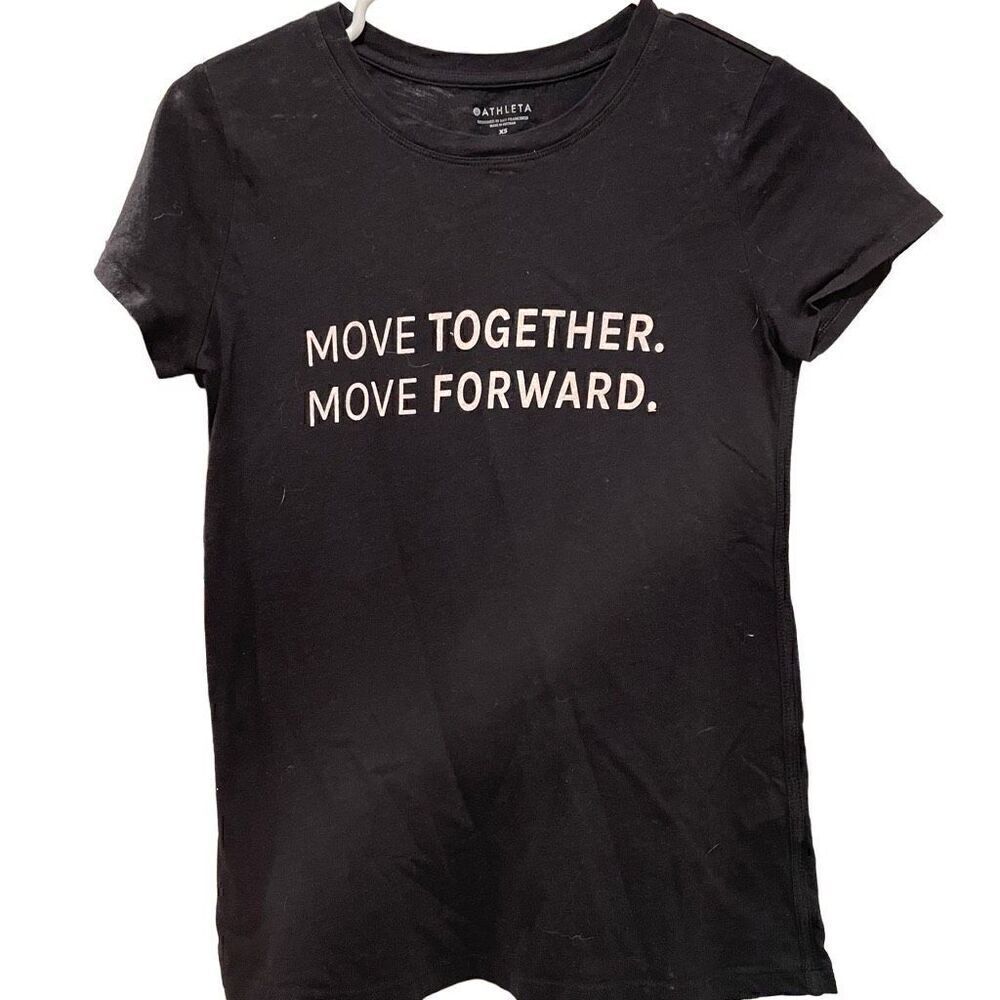 Athleta TShirt Womens XS Black Motivational Screen Print Short Sleeve Active